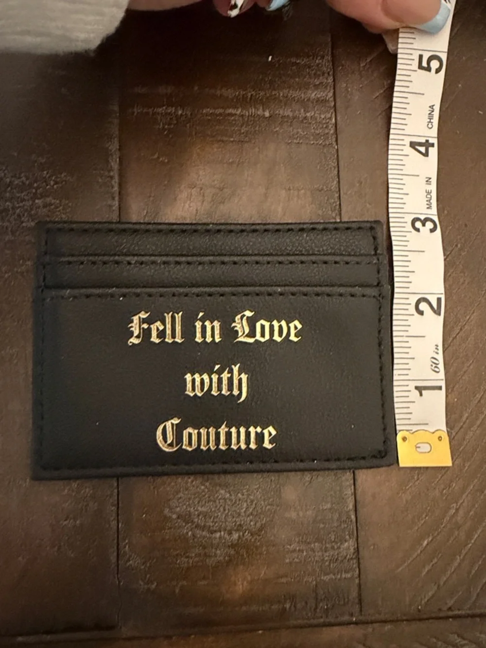 Juicy Couture Black Card Holder with Gold Script Lining